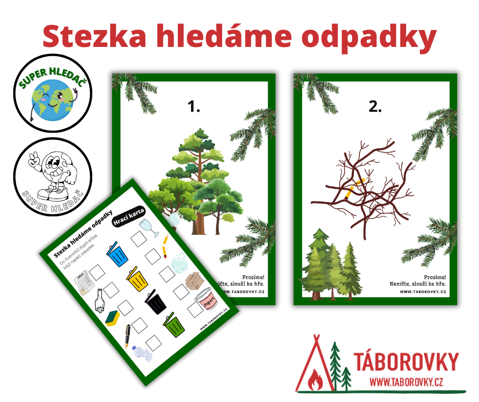 Stezka bez textu ke Dni Země pro děti z MŠ hledání a třízení odpadků